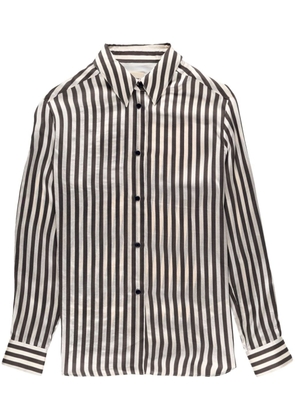 KHAITE Argo long-sleeve striped shirt - Brown