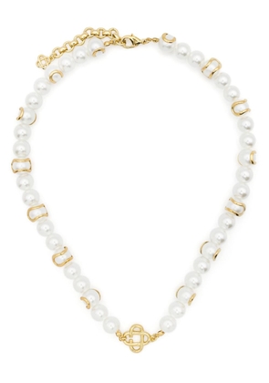 Casablanca logo-charm pearl necklace - Gold