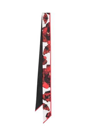 Alexander McQueen rose-print silk scarf - Black