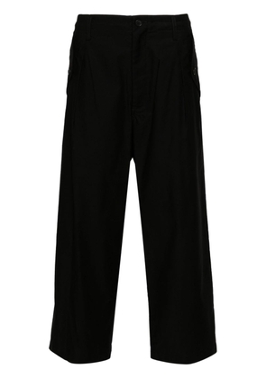 Yohji Yamamoto M-Front 1 Tuck cropped trousers - Black