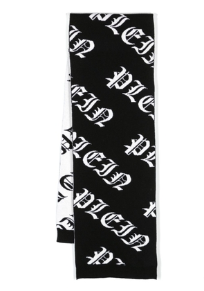 Philipp Plein Gothic Plein intarsia-knit scarf - Black