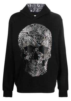 Philipp Plein rhinestone-embellished skull hoodie - Black