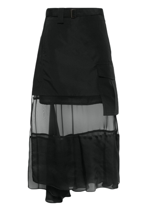sacai asymmetric midi skirt - Black