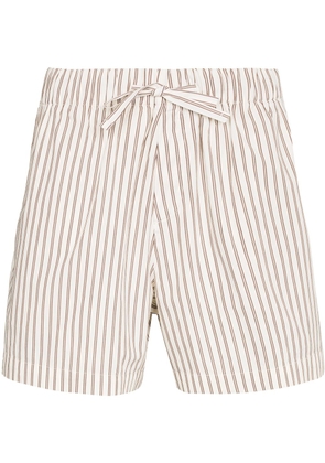 TEKLA vertical-stripe pajama shorts - Neutrals