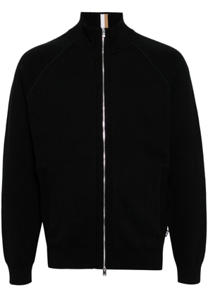 BOSS zip-up cotton-wool cardigan - Black