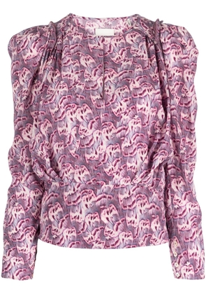 ISABEL MARANT graphic-print silk-blend blouse - Purple