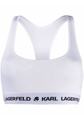 Karl Lagerfeld logo band sports bra - White