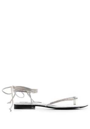 Philipp Plein crystal-embellished skull sandals - White