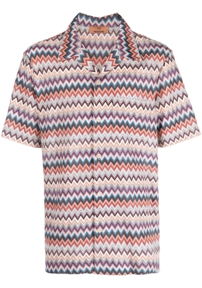 Missoni zigzag-woven short-sleeve shirt - Purple