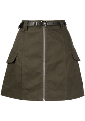 tout a coup belted zip-up A-line skirt - Green