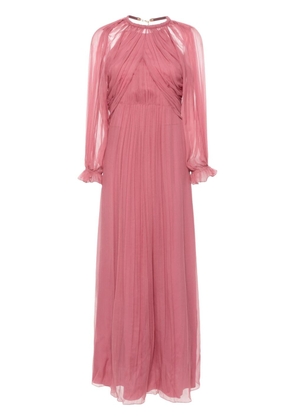 Alberta Ferretti pleated silk maxi dress - Pink