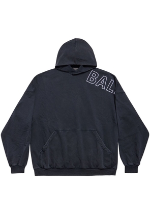 Balenciaga logo-embroidered cotton hoodie - Black