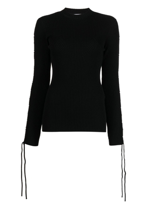 Off-White lace-detail ribbed top - Black
