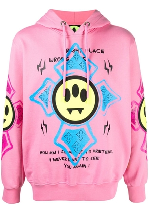 BARROW graphic print drawstring hoodie - Pink