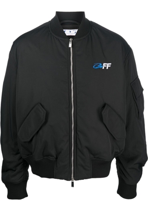 Off-White logo-embroidered bomber jacket - Black