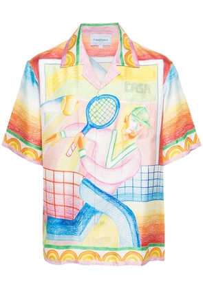 Casablanca Crayon Tennis Player silk shirt - Yellow