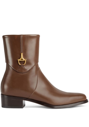 Gucci Horsebit-detail 45mm leather ankle boot - Brown