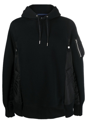 sacai contrasting-panel hoodie - Black