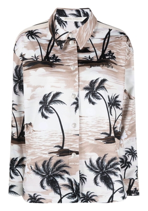 Palm Angels tropical-print long-sleeve shirt - Neutrals