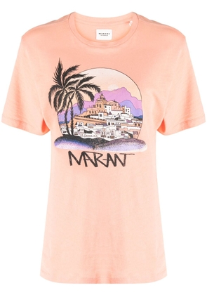 MARANT ÉTOILE illustration-print organic-cotton T-shirt - Orange