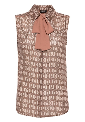 LIU JO scarf-detail silk blouse - Neutrals