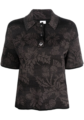 Barrie floral-jacquard short-sleeve lurex T-shirt - Black