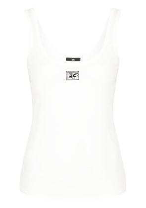 Elisabetta Franchi logo-jacquard sleeveless top - White