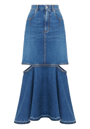 Alexander McQueen cut-out denim skirt - Blue
