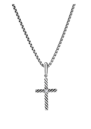 David Yurman sterling silver Cable Cross diamond necklace