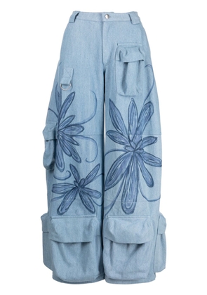 Collina Strada Flower Burst wide-leg jeans - Blue