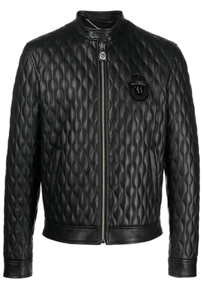 Billionaire quilted leather jacket - Black