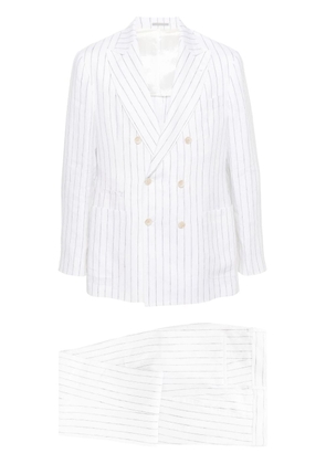 Brunello Cucinelli double-breasted linen suit - White