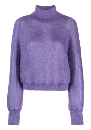 Alberta Ferretti brushed-effect roll-neck jumper - Purple