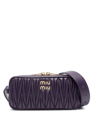 Miu Miu logo-lettering matelassé shoulder bag - Purple