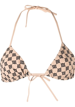 MISBHV monogram-pattern bikini top - Neutrals