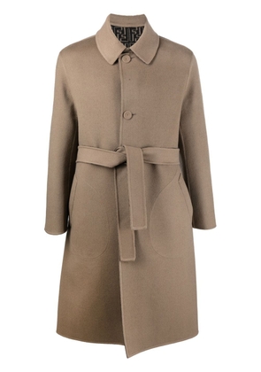 FENDI belted wool coat - Brown