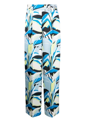 HUGO botanical-print straight-leg trousers - Blue