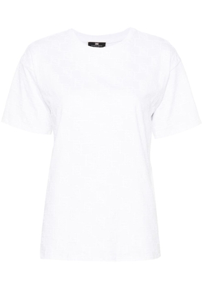 Elisabetta Franchi flocked-logo cotton T-shirt - White