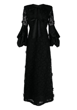Huishan Zhang Jayma lace-embellished silk gown - Black