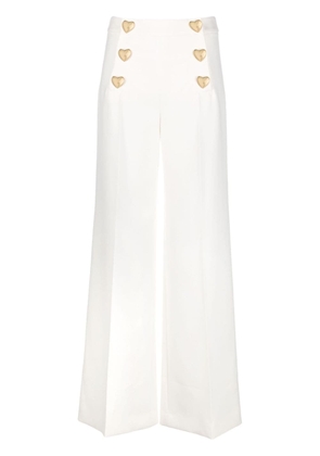 Moschino heart-shaped buttons wide-leg trousers - White