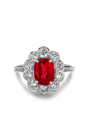 Pragnell Vintage 18kt white gold Antique Inspired ruby and diamond ring - Silver
