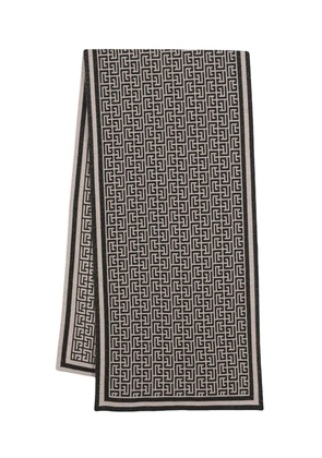 Balmain monogram-jacquard wool-blend scarf - Black
