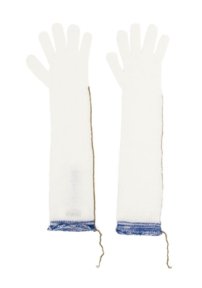 MM6 Maison Margiela contrast-stitch open-knit gloves - White