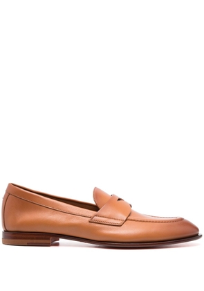 Santoni flat-sole leather loafers - Brown