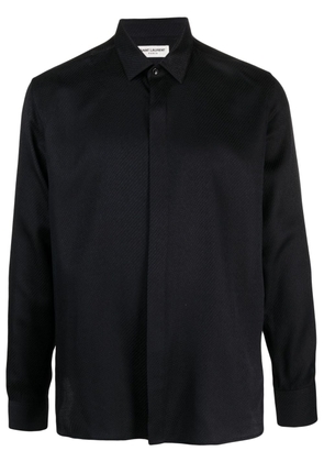 Saint Laurent long-sleeved silk-linen shirt - Black
