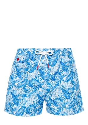 Kiton leaf-print swim shorts - Blue
