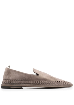 Officine Creative whipstitch-detail suede loafers - Brown