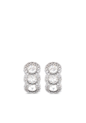 David Morris 18kt white gold diamond mini hoop earrings - Silver