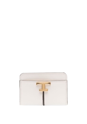 Tod's logo-plaque leather card holder - Neutrals