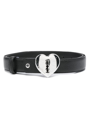 John Richmond heart-buckle leather belt - Black